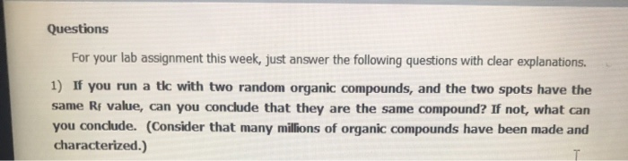 Solved: Questions For Your Lab Assignment This Week, Just | Chegg.com