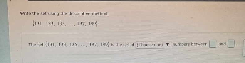 Solved Write the set using the descriptive | Chegg.com