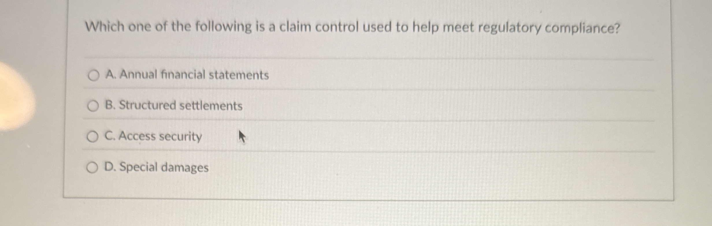 Solved Which one of the following is a claim control used to | Chegg.com
