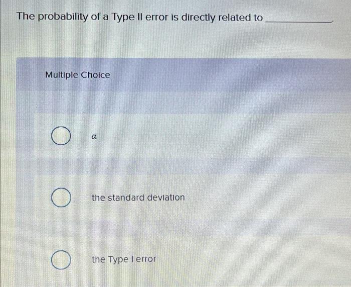 Solved The probability of a Type ll error is directly | Chegg.com