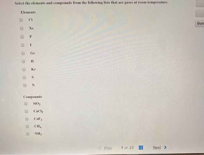 Solved Select the elements and compounds from the following | Chegg.com