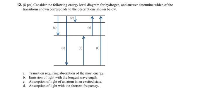 Solved 12. (8 pts) Consider the following energy level | Chegg.com