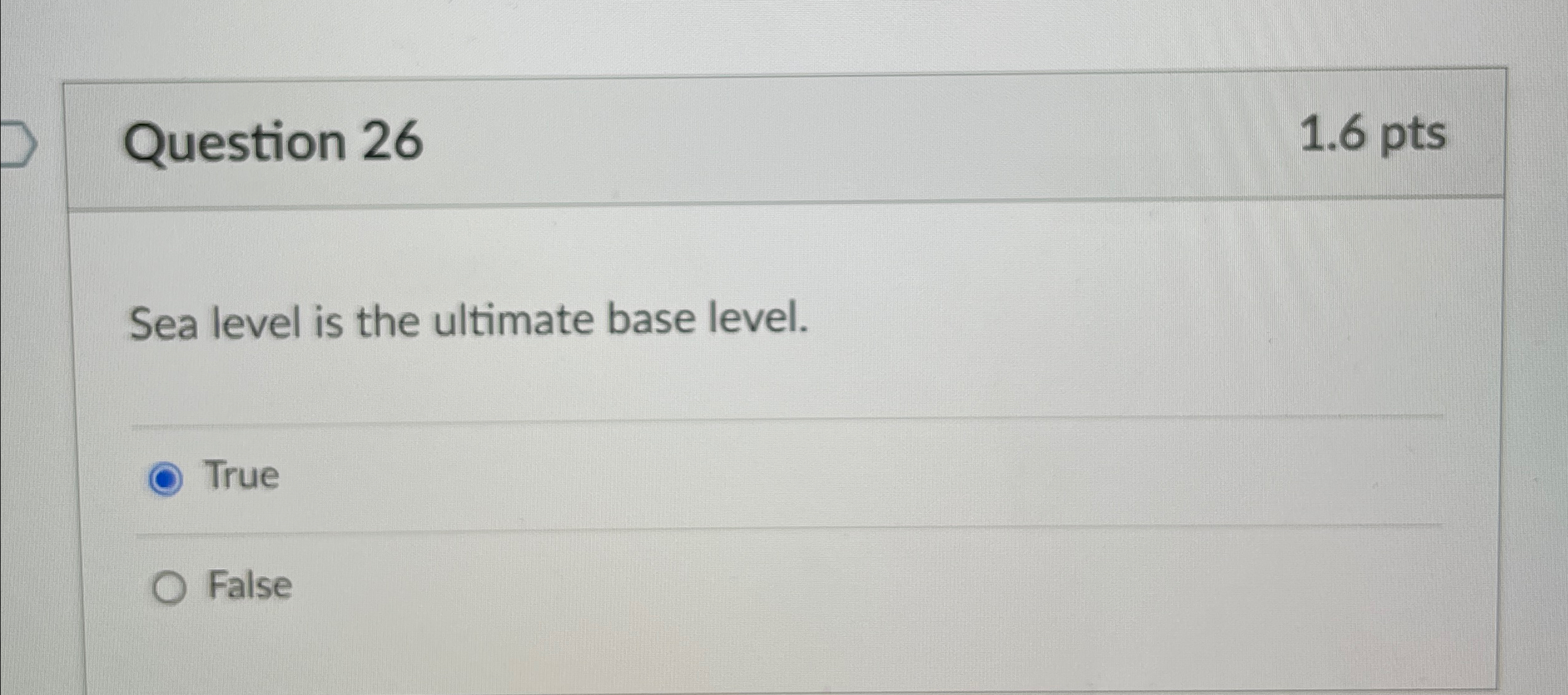 Solved Question 261.6ptsSea level is the ultimate base | Chegg.com