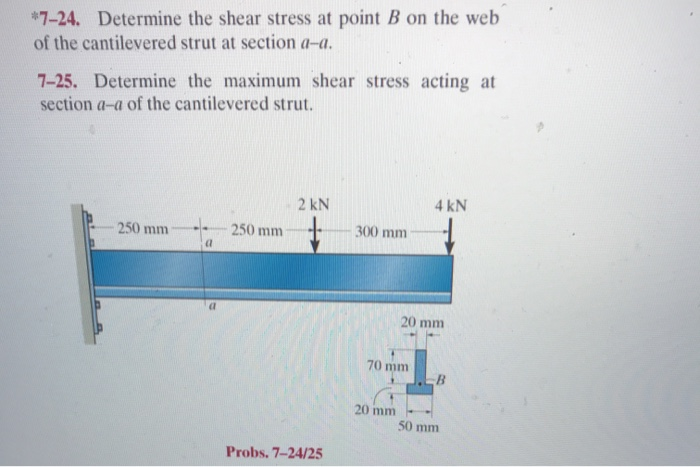 Solved *7-24. Determine the shear stress at point B on the | Chegg.com
