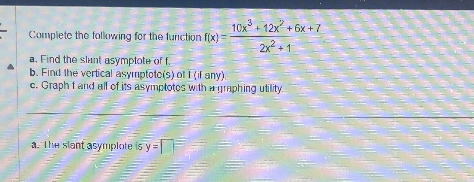 Solved Complete the following for the function | Chegg.com