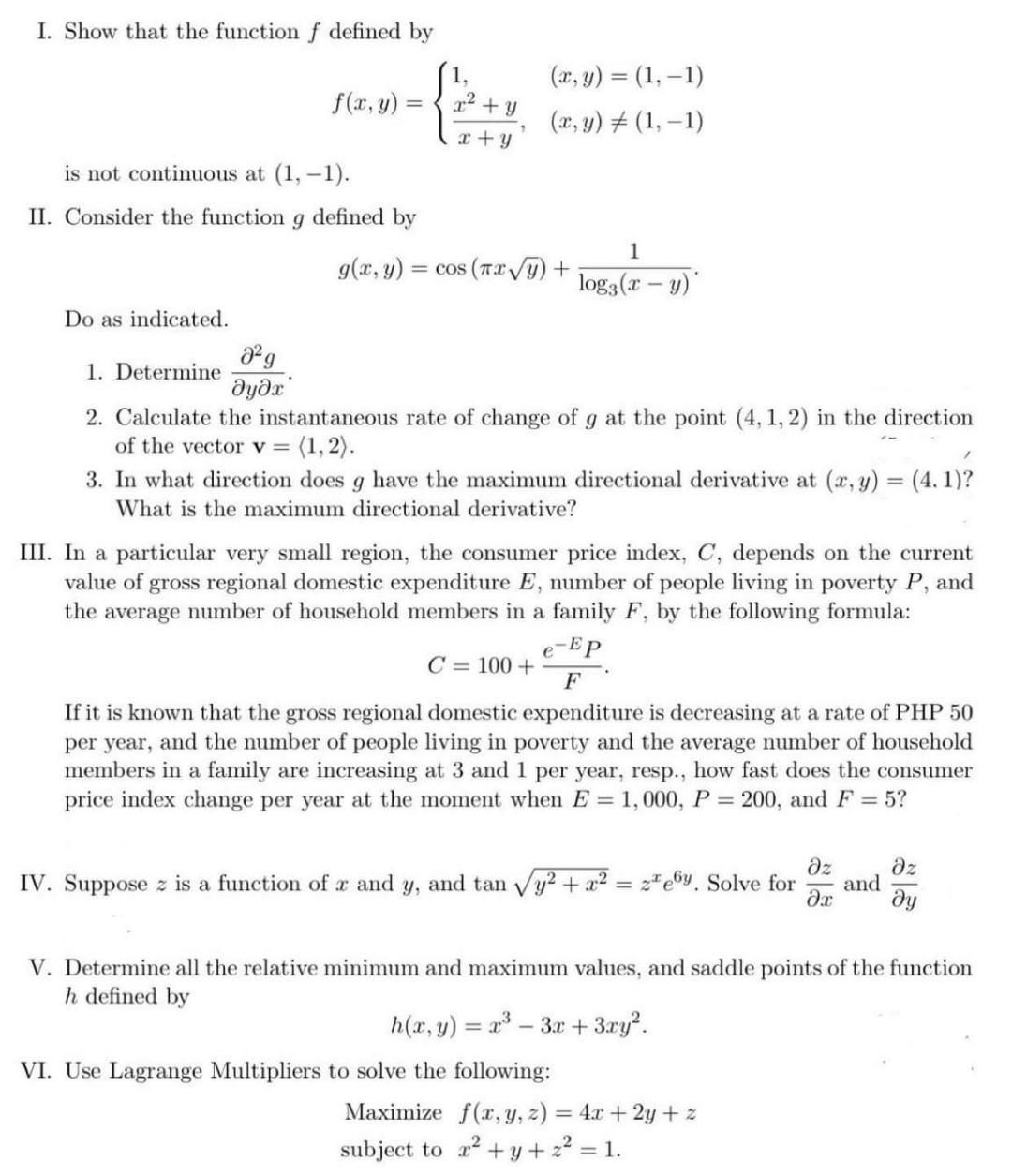 Solved x2 + y I. Show that the function f defined by (x, y) | Chegg.com