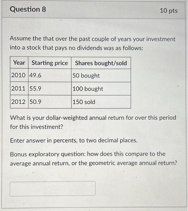 Solved Assume the that over the past couple of years your | Chegg.com