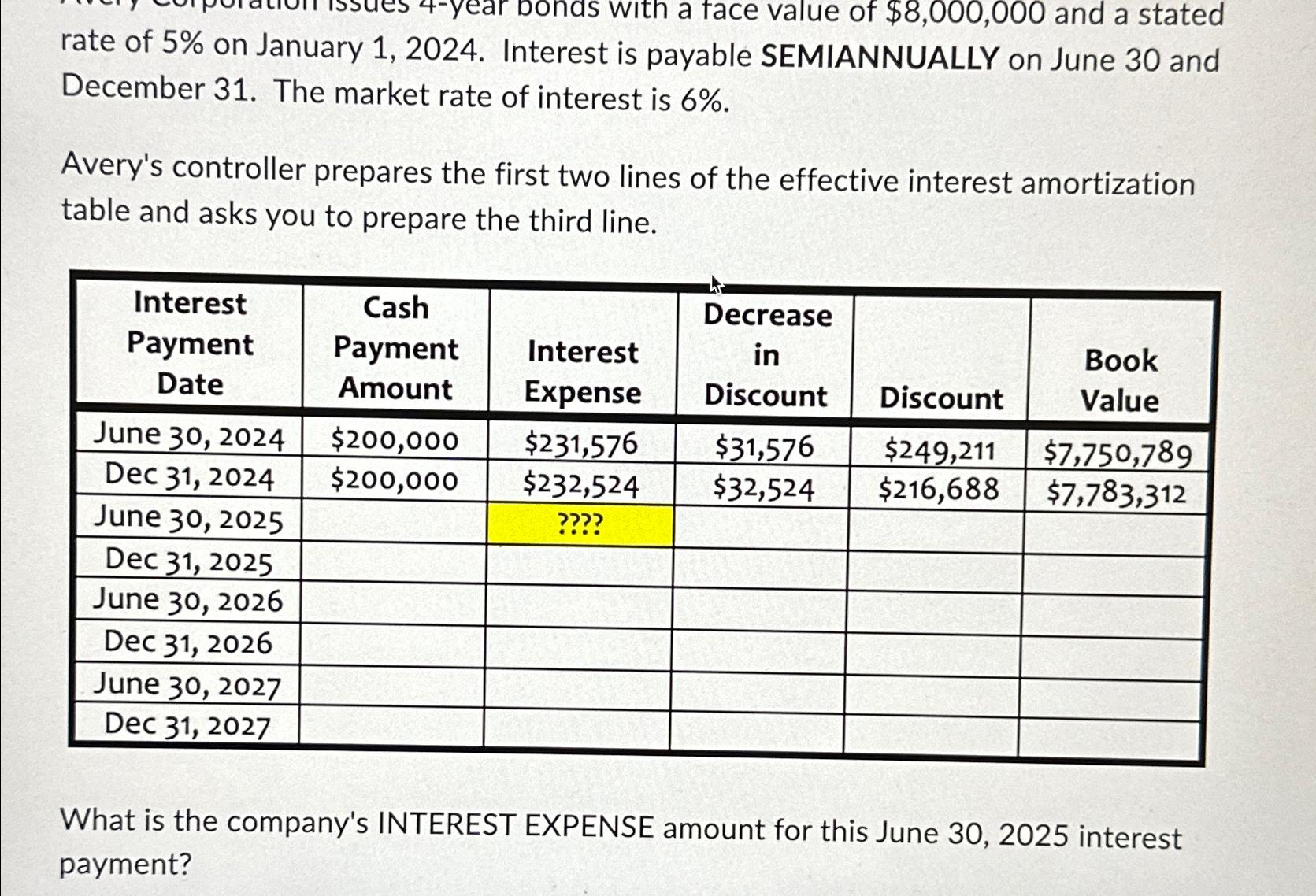 Solved Rate Of 5 On January 1 2024 Interest Is Payable Chegg Com   Image