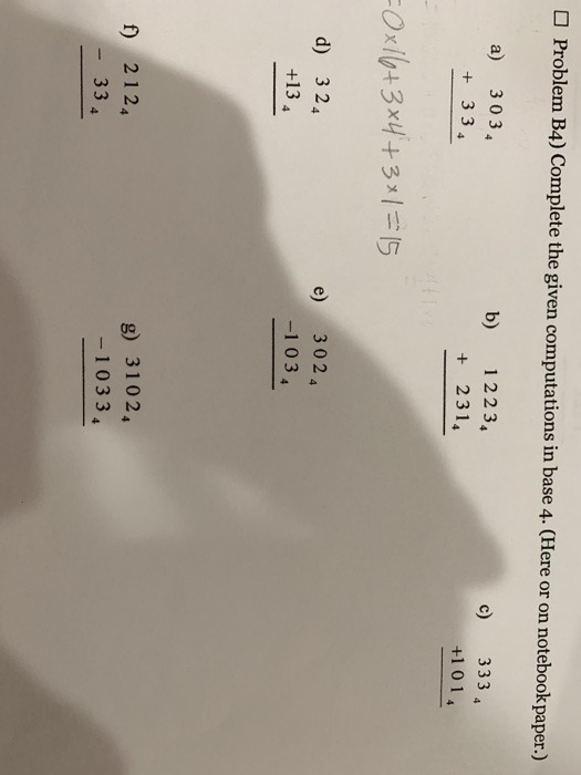 Solved Problem B4) Complete The Given Computations In Base | Chegg.com