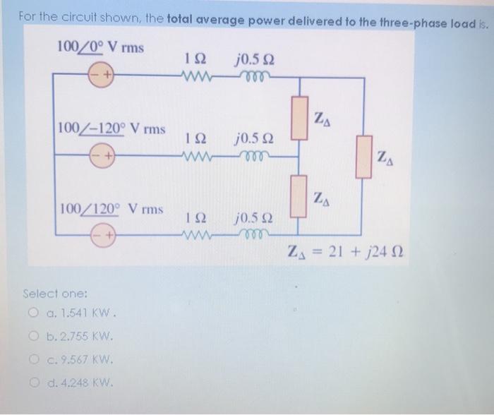 Solved For the circuit shown, the total average power | Chegg.com