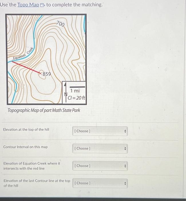 Use The Topo Map ⇒ To Complete The Matching. | Chegg.com