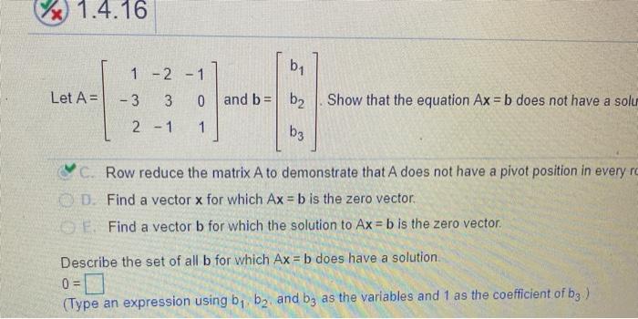 Solved x 1.4.16 1 -2 -1 b1 Let A= -3 اليا 3 0 and b = b2 | Chegg.com