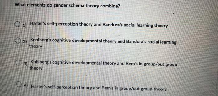 Solved What elements do gender schema theory combine 1 Chegg