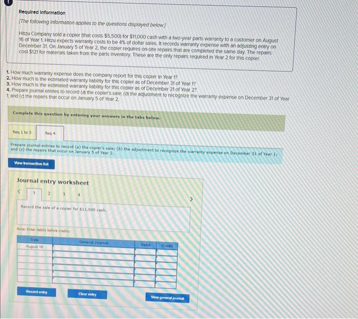 Solved Required Information [The following informanon | Chegg.com