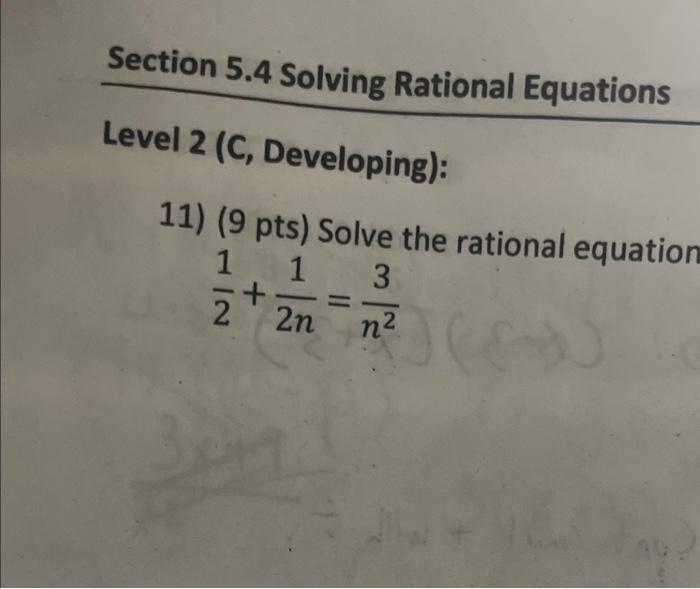 Solved Section 5.4 Solving Rational Equations Level 2 (c, | Chegg.com