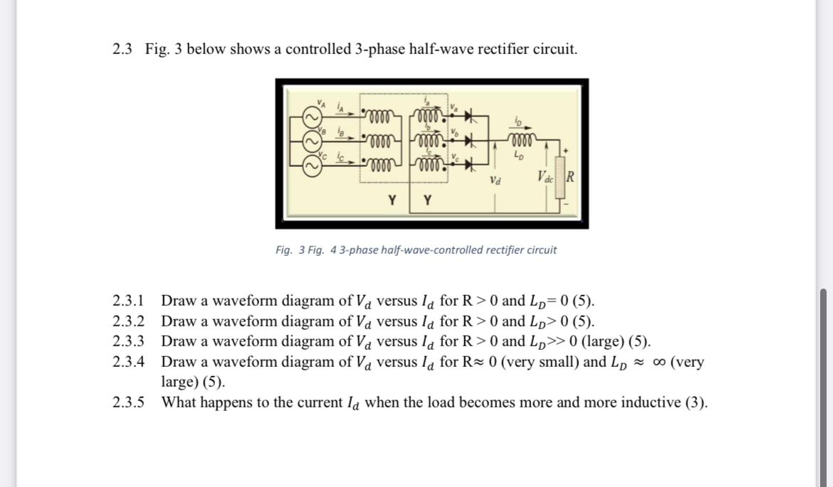 Solved 2.3 ﻿Fig. 3 ﻿below shows a controlled 3-phase | Chegg.com