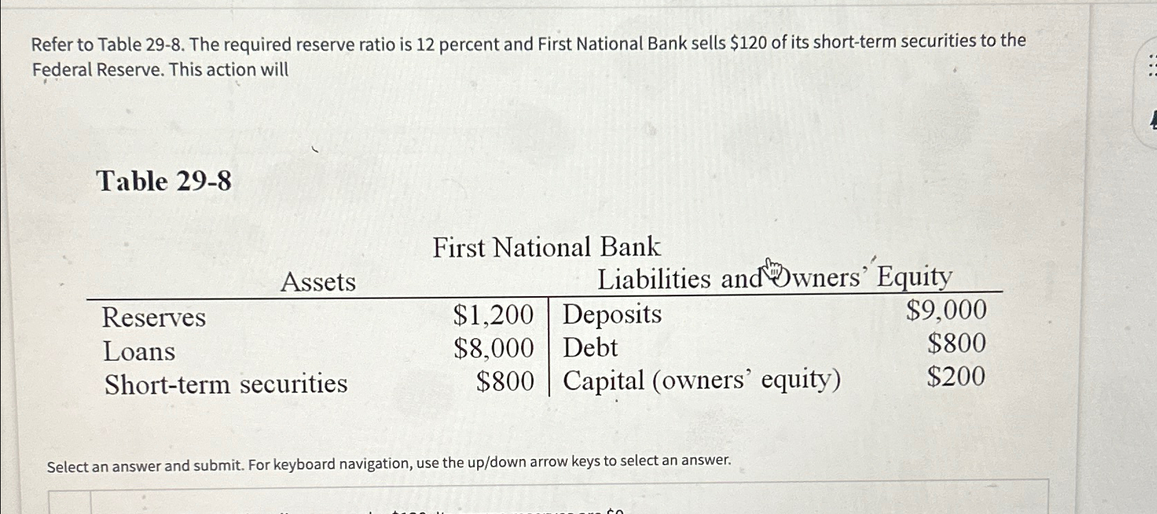 Solved Refer to Table 29-8. ﻿The required reserve ratio is | Chegg.com