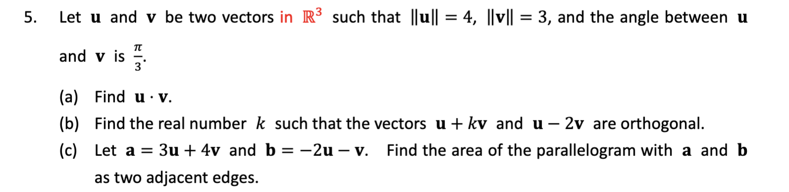 Solved Let u ﻿and v ﻿be two vectors in R3 ﻿such that | Chegg.com