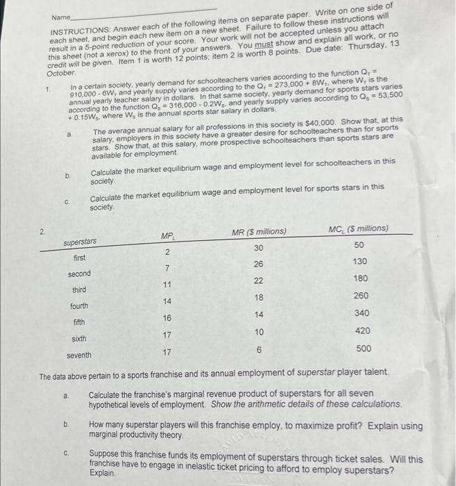 Solved Name INSTRUCTIONS: Answer each of the following items | Chegg.com