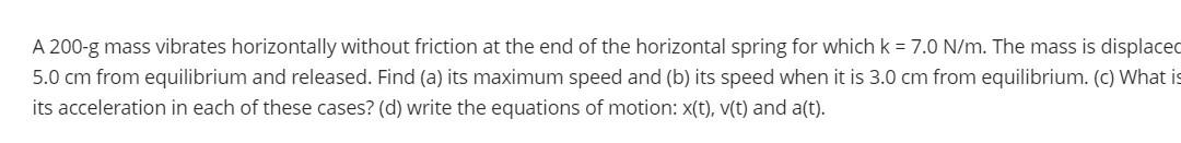 Solved A 200-g mass vibrates horizontally without friction | Chegg.com