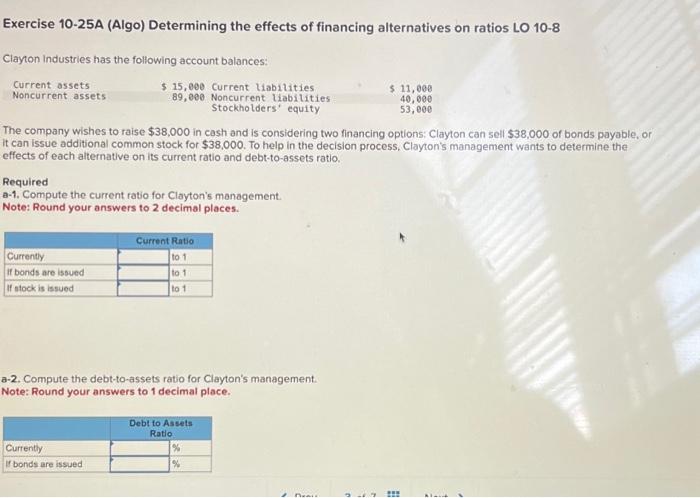 Solved Exercise 10-25A (Algo) Determining the effects of | Chegg.com