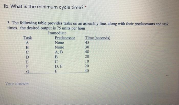 Solved 1b. What is the minimum cycle time? * 3. The | Chegg.com