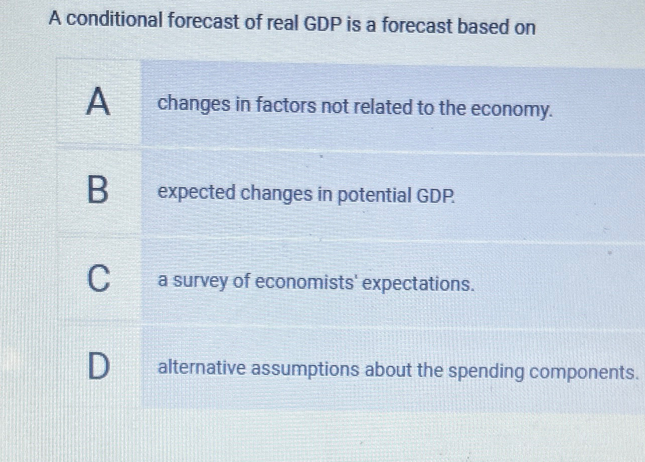 Solved A conditional forecast of real GDP is a forecast | Chegg.com