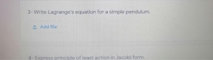 Solved 3- Write Lagrange's equation for a simple pendulum. 1 | Chegg.com