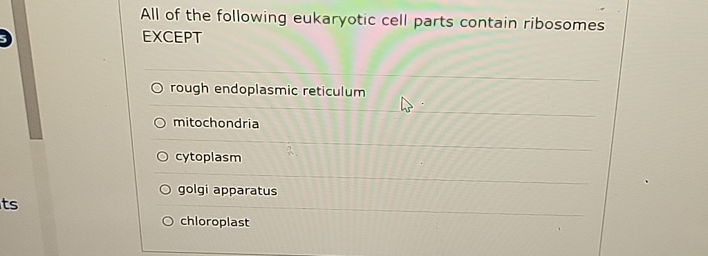 Solved All of the following eukaryotic cell parts contain | Chegg.com