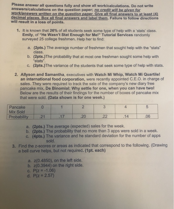 Solved Please answer all questions fully and show all | Chegg.com