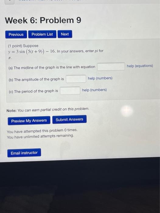 Solved Week 6: Problem 9 Previous Problem List Next (1 | Chegg.com