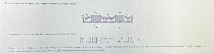 Solved Consider the double mass spring system shown in the | Chegg.com