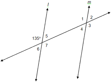 1. Lines l and m are parallel and are cut by the | Chegg.com