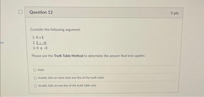 Question 3 5 pts Consider the following argument: • | Chegg.com