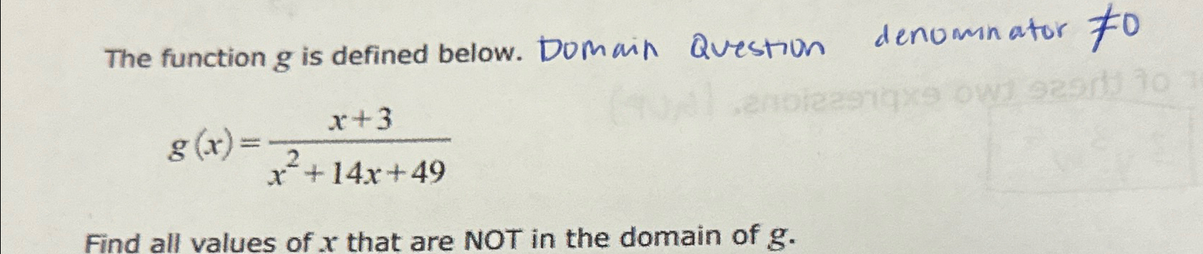The function g ﻿is defined below. Domain Question | Chegg.com