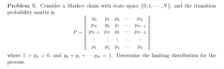 Solved Problem 5. ﻿Consider a Markov chain with state space | Chegg.com