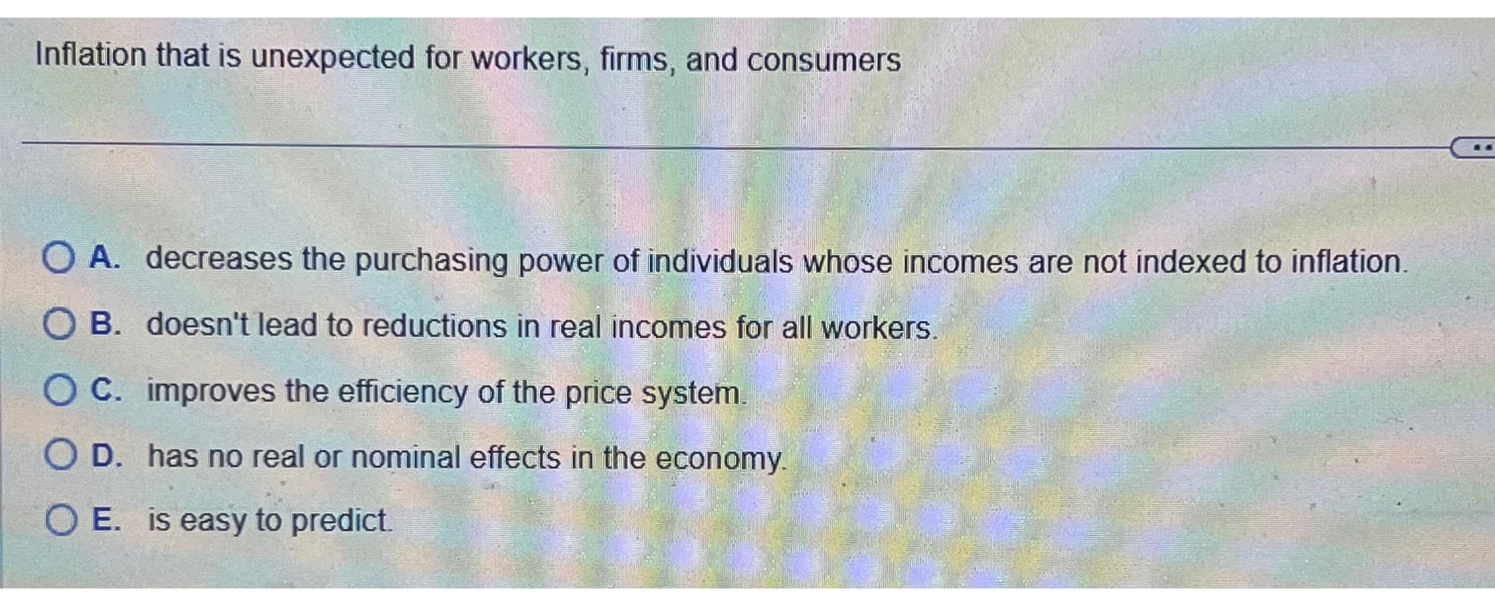 Solved Inflation that is unexpected for workers, firms, and | Chegg.com