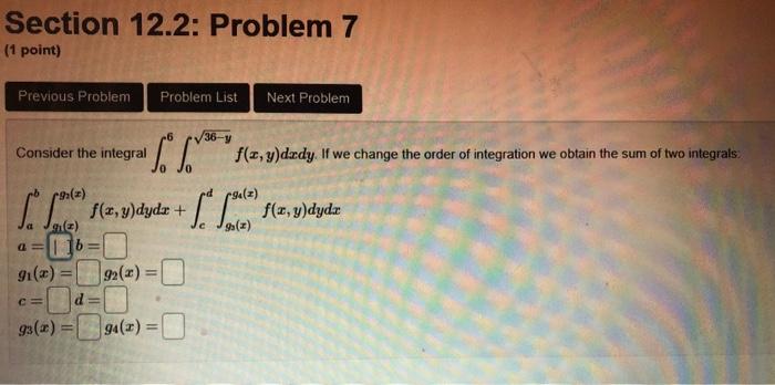 Solved Section 12.2: Problem 7 (1 point) Previous Problem | Chegg.com