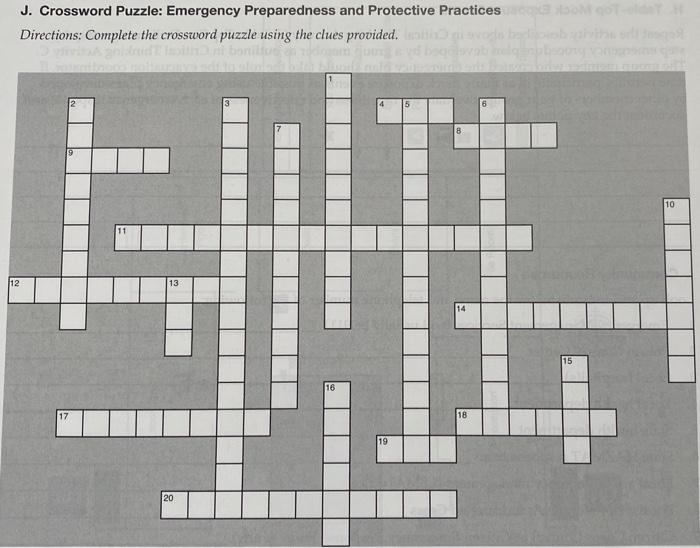 J Crossword Puzzle: Emergency Preparedness and Chegg com