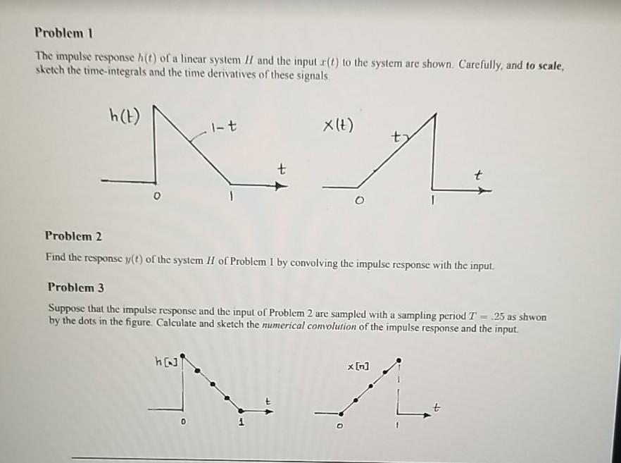 Solved Problem 1 The impulse response h(t) of a linear | Chegg.com