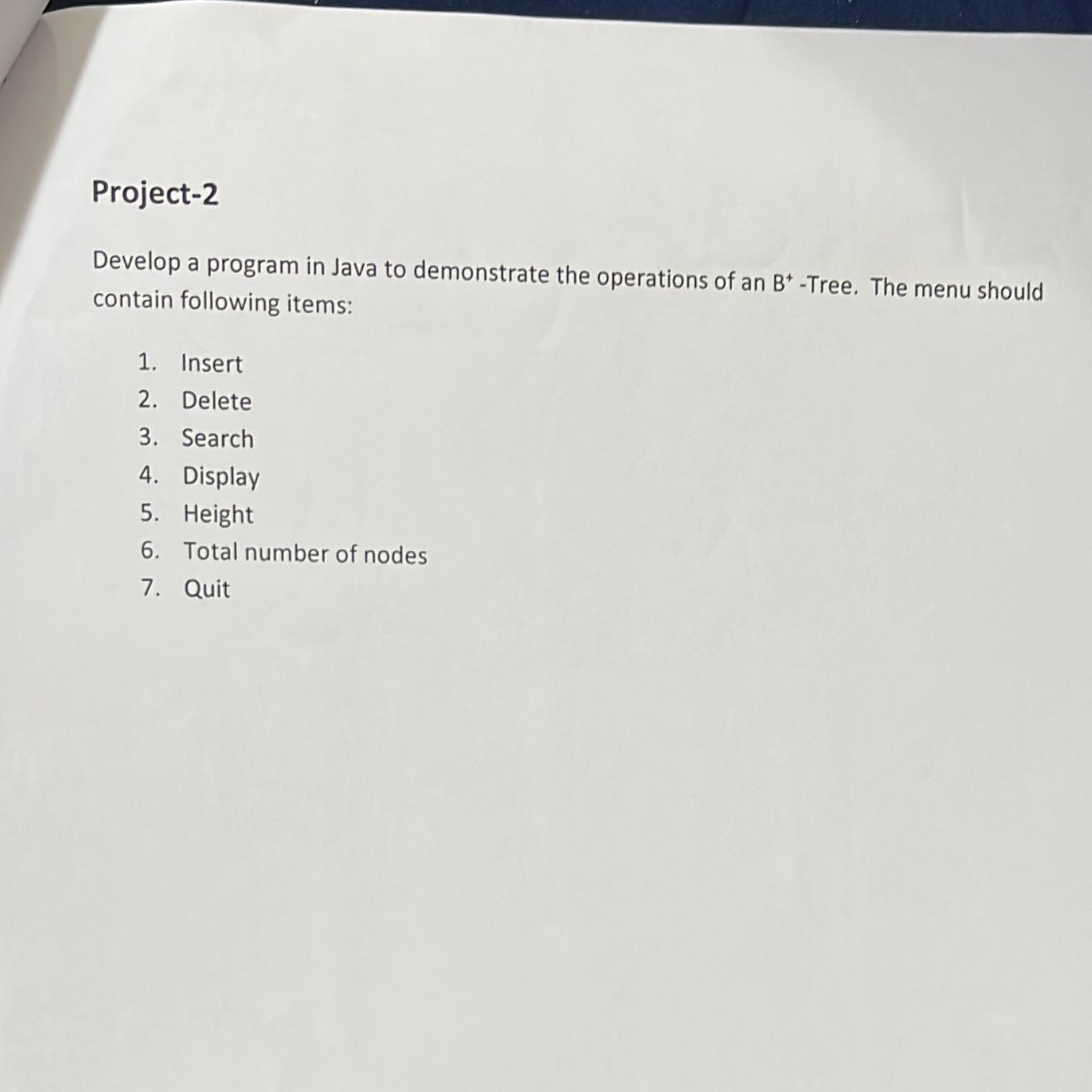 Solved Project-2Develop a program in Java to demonstrate the | Chegg.com