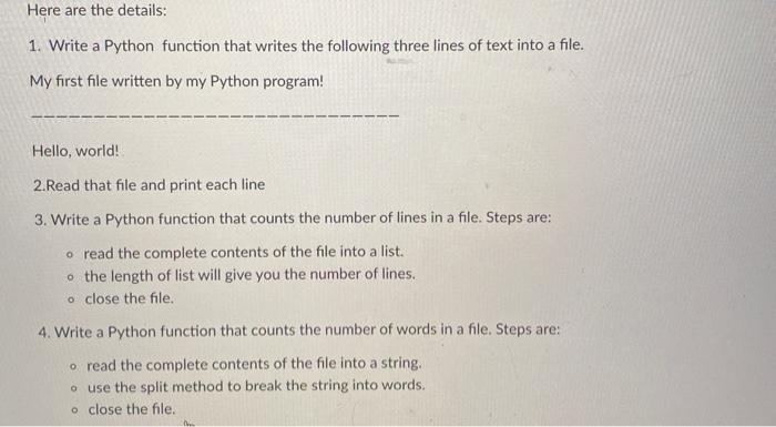 Solved Here are the details: 1. Write a Python function that | Chegg.com