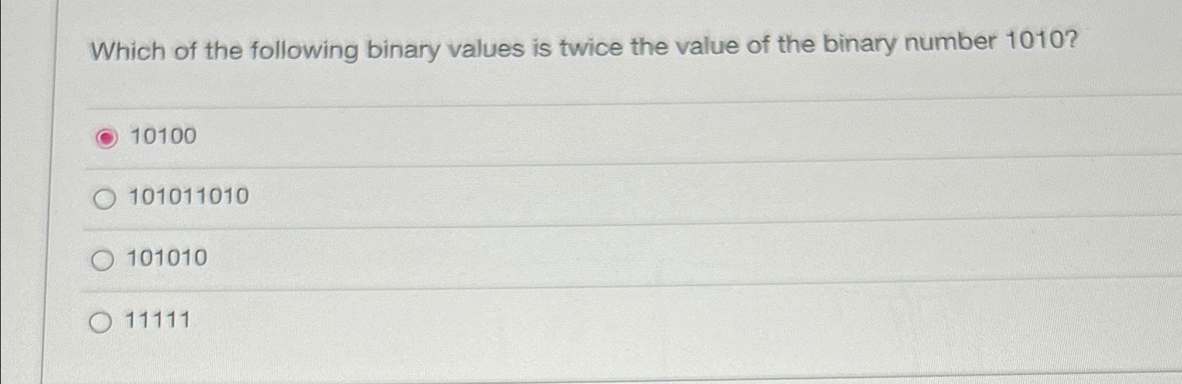 what is the value of 1010 2 in binary