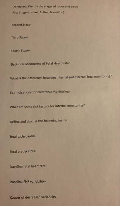 Solved List 10 Items That Are Essential To The Maternal A Chegg Com