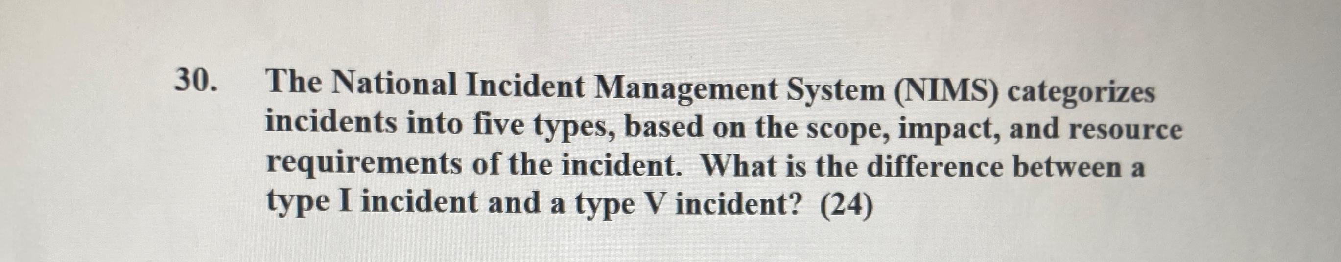 Solved The National Incident Management System (NIMS) | Chegg.com