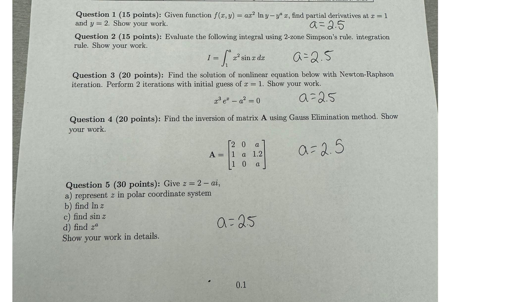 Solved A=2.5 | Chegg.com
