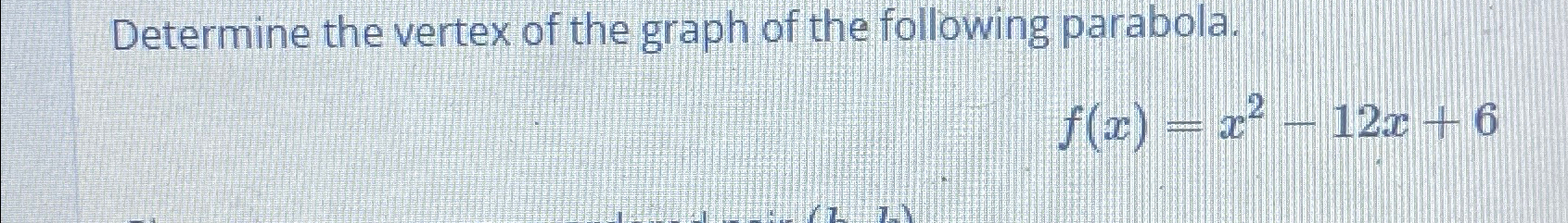 determine the vertex of the graph of the following parabola