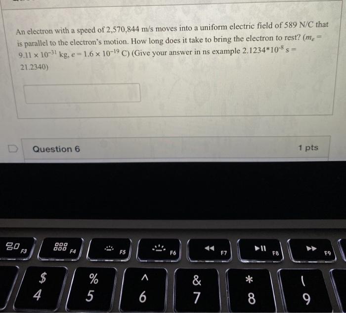 Solved An electron with a speed of 2,570,844 m/s moves into | Chegg.com