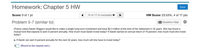 Solved Homework: Chapter 5 HW Save Score: 0 Of 1 Pt 10 Of 17 | Chegg.com