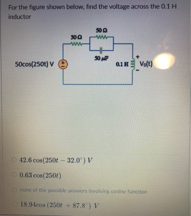 Solved For The Figure Shown Below, Find The Voltage Across | Chegg.com